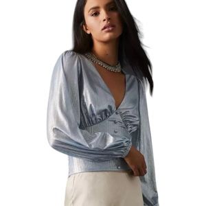 Anthropologie | Flat White Shine Blouse